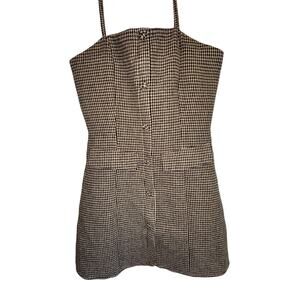 Rihoas Brown Gingham Slip Mini Dress XS